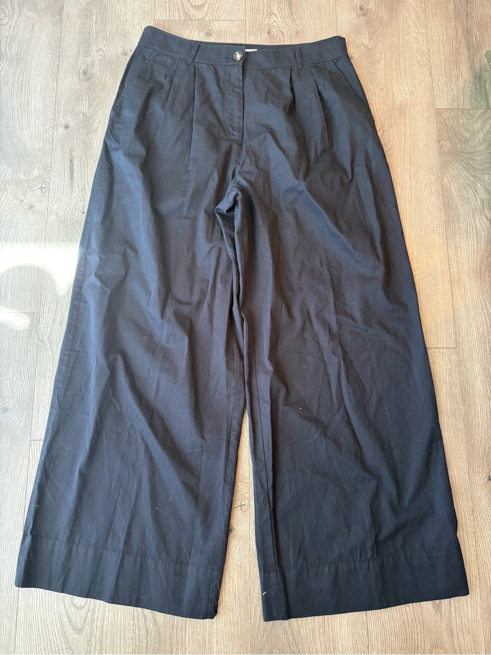 LOFT Black Wide-Leg Trousers